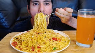 SPAGHETTI PASTA ASMR WITH GARLIC TOMATOES BASIL AND PARMESAN CHEESE MUKBANG EATING SOUNDS [upl. by Yrdua170]