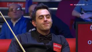 Ronnie Osullivan smiling after Yan Bingtao played the brown left handed [upl. by Rovelli653]