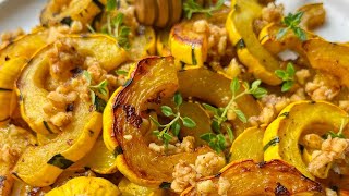 The ONLY side dish you NEED this fall 🤤 Roasted Honey Walnut Delicata Squash shorts viralshorts [upl. by Ecinerev]