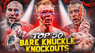 Top 50 Most Brutal Bare Knuckle Knockouts Ever  Top Dog BKFC Bare Knuckle Boxing [upl. by Itnahs115]