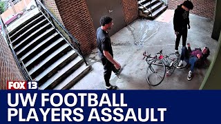 Cameras capture UW football players assaulting bicyclist  FOX 13 Seattle [upl. by Enilrem]