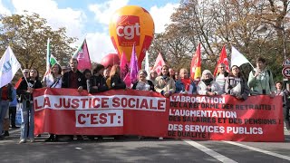 Salaires et retraites départ de la manifestation parisienne  AFP Images [upl. by Jilly]