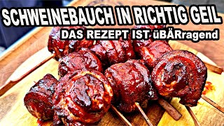 Schweinebauch in richtig Geil das Beste Rezept Pork Belly  The BBQ BEAR [upl. by Brunhilda]