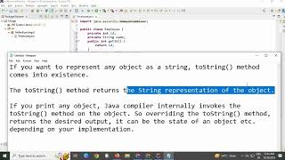 what is toString method in java  toString method java [upl. by Nortna534]