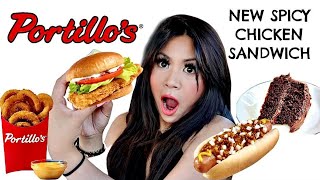 PORTILLOS NEW SPICY CHICKEN SANDWICH MUKBANG amp ASMR [upl. by Aurie]