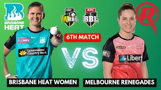 Brisbane Heat Women vs Melbourne Renegades Women 6th Match  Live Cricket Commentary in Hindi [upl. by Lorie6]