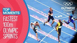 Top Fastest Mens 100m in Olympic History  Top Moments [upl. by Vookles]