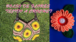 Bolso N° 1 tejido a crochet o ganchillo con 8 cuadrados de Flores paso a paso en video tutorial [upl. by Ainaznat]