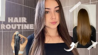 Ma routine cheveux lisses  pour des cheveux longs et brillants [upl. by Minnnie]