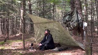 Solo Overnight in the Adirondacks Tarp Shelter ALICE Campfire Cooking chili [upl. by Castor520]