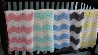 غطاء او فرش البيبي بالكروشيه crochet chevron baby blanket [upl. by Dunaville]