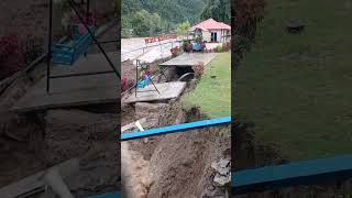 Landslide washes away riverbank in Nepal [upl. by Yrogiarc]