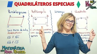 QUADRILÁTEROS ESPECIAIS PARALELOGRAMO RETÂNGULO LOSANGO QUADRADO matematica [upl. by Sidonie952]