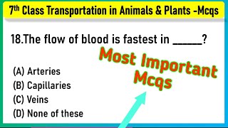 Transportation in Animals and Plants Class 7 MCQ Questions With Answers CBSE [upl. by Calandra532]