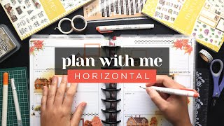 PLAN WITH ME  Horizontal Layout Weekly Setup in a Classic Happy Planner  Fall Neighborhood [upl. by Arbrab]