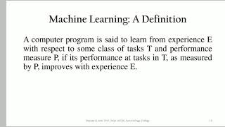 Machine Learning L1  Introduction and Well Posed Learning Problem [upl. by Aneema]