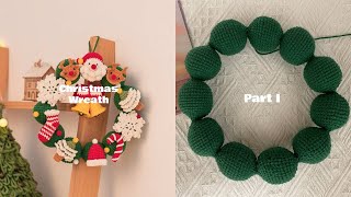 How to Crochet Christmas Wreath for WallDoor Decor StepbyStep Crochet Tutorial Part 1 [upl. by Stovall748]