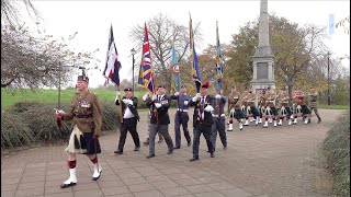 2022 Remembrance Sunday Military Parade to 51st Highland Div Memorial by River Tay in Perth Scotland [upl. by Koller]