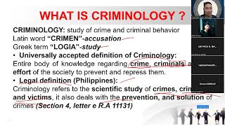 INTRODUCTION TO CRIMINOLOGY PART1NEW TOS [upl. by Nishom307]