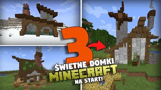 3 STARTOWE DOMKI w MINECRAFT 1192 jak je zrobić krok po kroku [upl. by Laaspere]