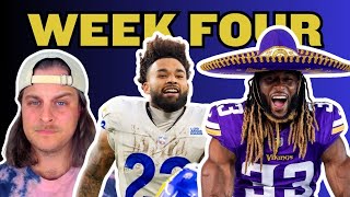 WEEK FOUR FANTASY FOOTBALL Underdog Best Ball Resurrection Best Ball Portfolio Check [upl. by Shirlee589]