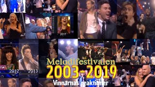 Melodifestivalen Vinnarnas Reaktioner 20032019 [upl. by Countess]