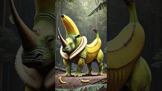 Rhinoceros and Banana Mutation 🍌🍊🧬🦸short animalfusion dinosaur hybrid ytshorts animals art [upl. by Leesa908]