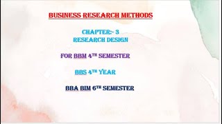 Research Design  BBM BBA BBS MBA MBS Types of Research DesignDescriptiveCausal Research Design [upl. by Adnohrahs]