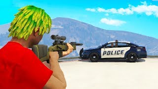 Sniping Out Cops Tires They Crashed GTA RP [upl. by Yme254]