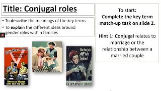 Sociology Year 9 Conjugal Roles [upl. by Ailyt240]