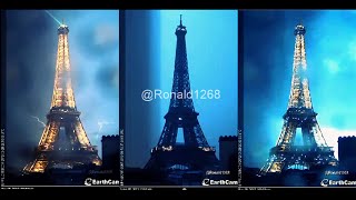 EarthCamStorm Lightning in ParisEiffel Tower ᴴᴰ [upl. by Garvy]