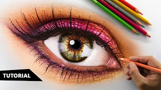 How to Draw Realistic EYE with Colored pencils  Tutorial for BEGINNERS [upl. by Au]