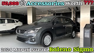 Baleno Sigma Showroom Accessories with Price ❤️ Maruti Baleno 2024 [upl. by Adnohsat]