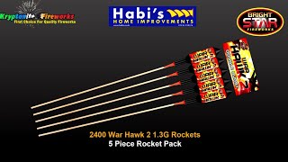 WAR HAWK 2 DOUBLE BURST ROCKET 5PCE 13G2400  Kryptonite Fireworks [upl. by Holland]