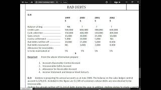 IRRECOVERABLE DEBTS Q 08 [upl. by Shyamal]