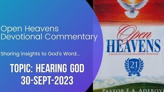 Open Heavens Devotional For Saturday 30092023 by Pastor EA Adeboye Hearing God [upl. by Aili870]