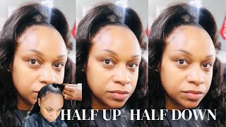 HALF UP HALF DOWN QUICK WEAVE STYLE THE BEST HAIR  SALON VISIT FT ELFIN HAIR [upl. by Alisia]