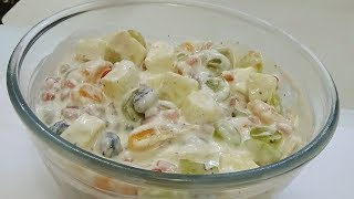 Fruit Mayonnaise salad  Quick fruit salad  Make healthy amp tasty salad for kids [upl. by Shelly237]