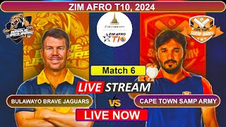 Zim Afro T10 Live  Bulawayo Brave Jaguars vs Cape Town Samp Army Live Cricket Score amp Commentary [upl. by Souza295]