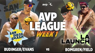 FieldBomgren vs BudingerEvans  LA Launch vs SD Smash AVP LEAGUE WEEK 1 [upl. by Monreal]