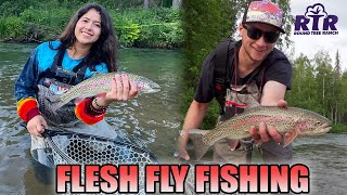 NONSTOP Flesh Fly Action  Fly Fishing Alaska Rainbow Trout [upl. by Greenland]