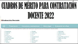 MINEDU PUBLICA DETERMINACIÓN DE CUADROS DE MÉRITO PARA LA CONTRATACIÓN DOCENTE 2022 [upl. by Anirdna962]