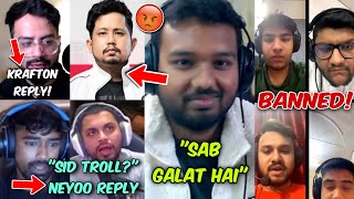 Snehil Big Statement on S8ulGodl8bit  Krafton reply on Why Ban Ex Team Mayavi  Neyoo on Sid [upl. by Akeinahs690]