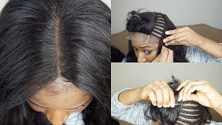 WATCH ME SEW IN LACE CLOSURE ON MY HEAD DIY  YOLISSA HAIR [upl. by Kcirdes]