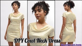 How to cut and sew a Cowl neck dress with side lacing [upl. by Gabor843]