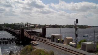 Jupiter Bridge going down for the approach of FEC Train 202 [upl. by Bikales]