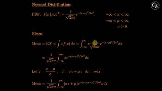 Normal Distribution  Derivation of Mean Variance amp Moment Generating Function MGF in English [upl. by Jaymee]