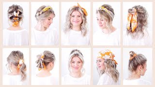 10 Easy Summer Hairstyles with Bandana Headband  Milabu [upl. by Llennahs]