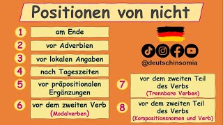 Die Positionen von nicht Deutsch lernen Grammatik  Beispiele einfach erklärt [upl. by Yevad]