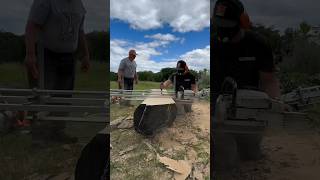 Making memories slicing up an ash log with my dad Lots of future rustic woodworking projects [upl. by Okramed]